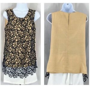 Lela Rose Blouse Women Neiman Marcus Target Black Guipure Lace Tank Top Sz S